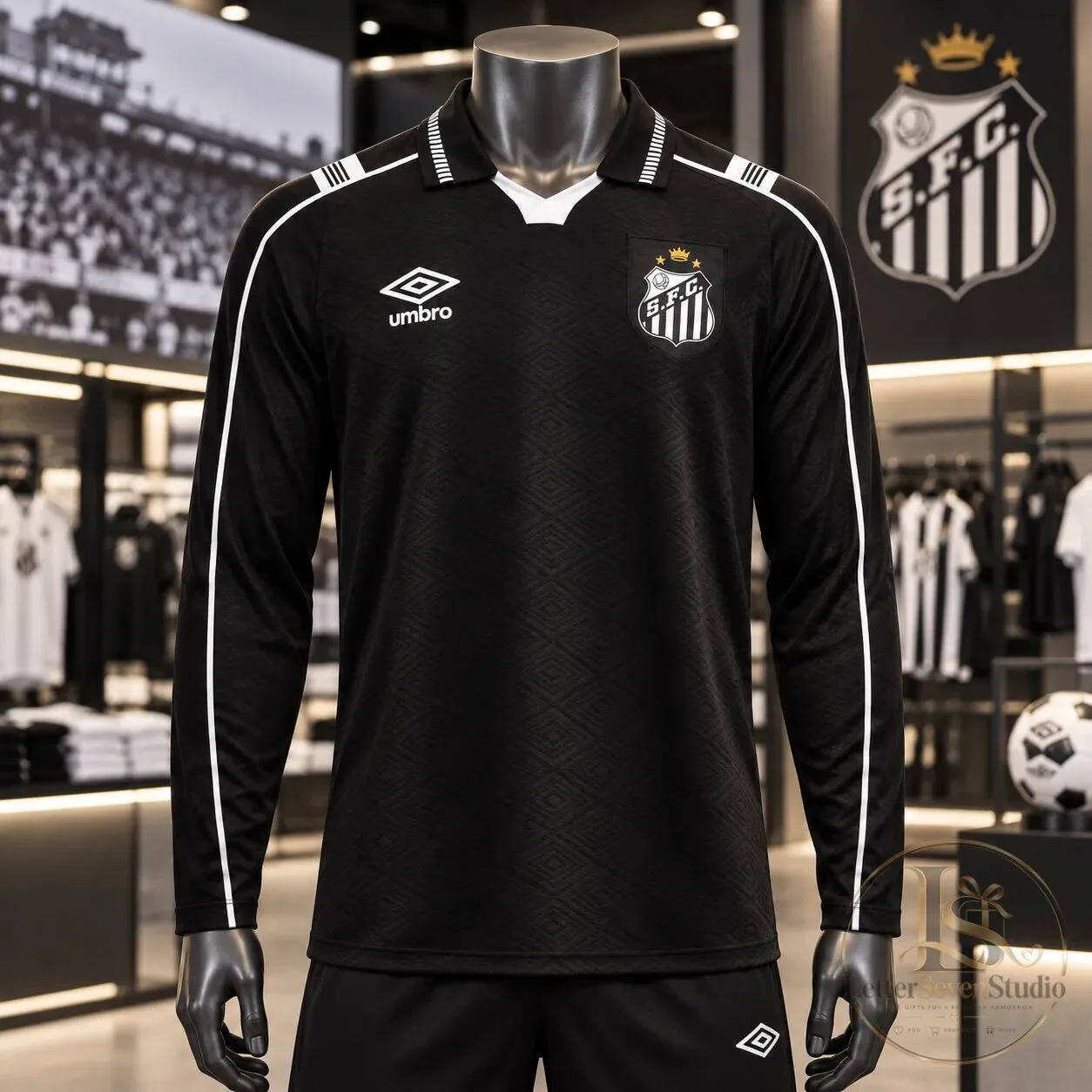 新品・未使用 Nike Santos FC ユニフォーム ブラック Lサイズ Santos FC Official Manto III Long Sleeve Black Jersey